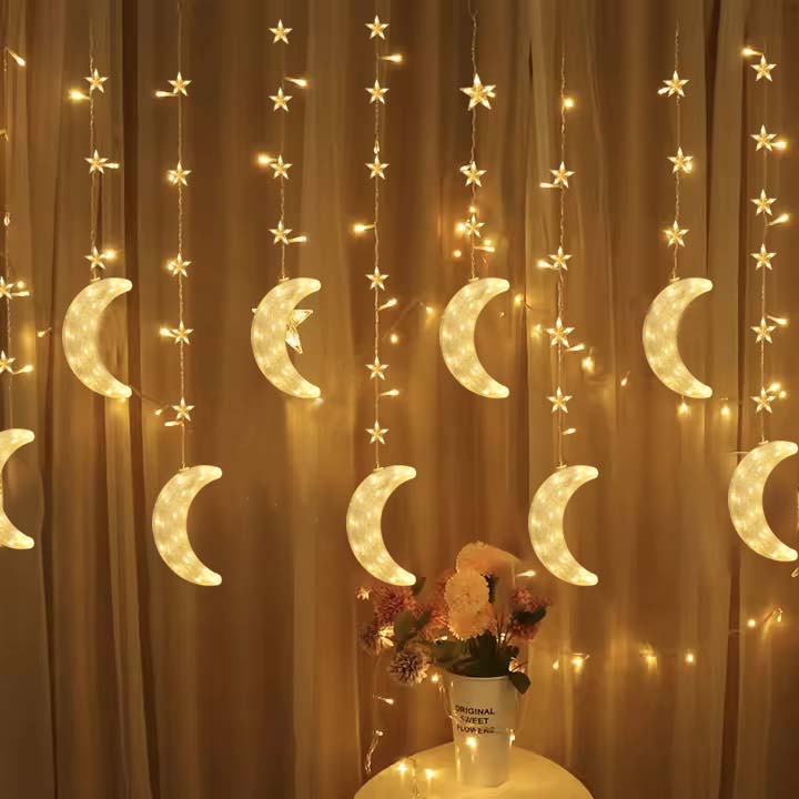 Crescent String 3-Meter Battery-Operated LED Crescent Curtain String Lights | Unique ...