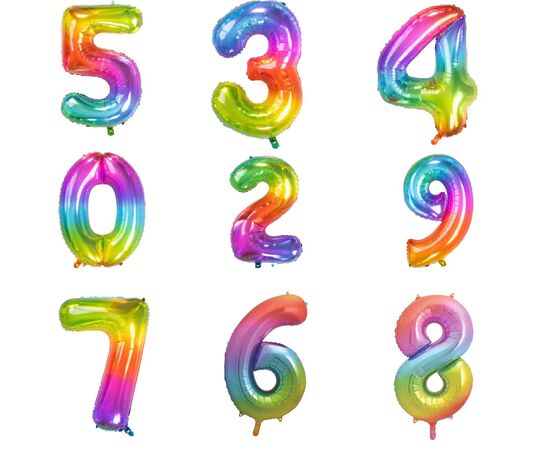 Inflatable Numbers Balloon Rainbow Colors for Parties All Numbers 40cm